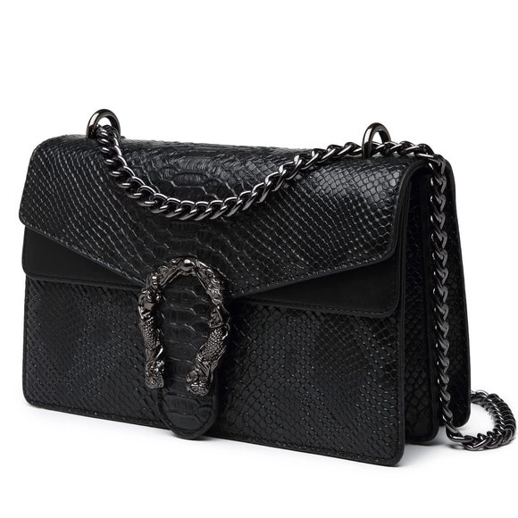 Crossbody Bags - Snake Printed Clutch Purses Leather Shoulder Bags :] - Picture 1 of 7